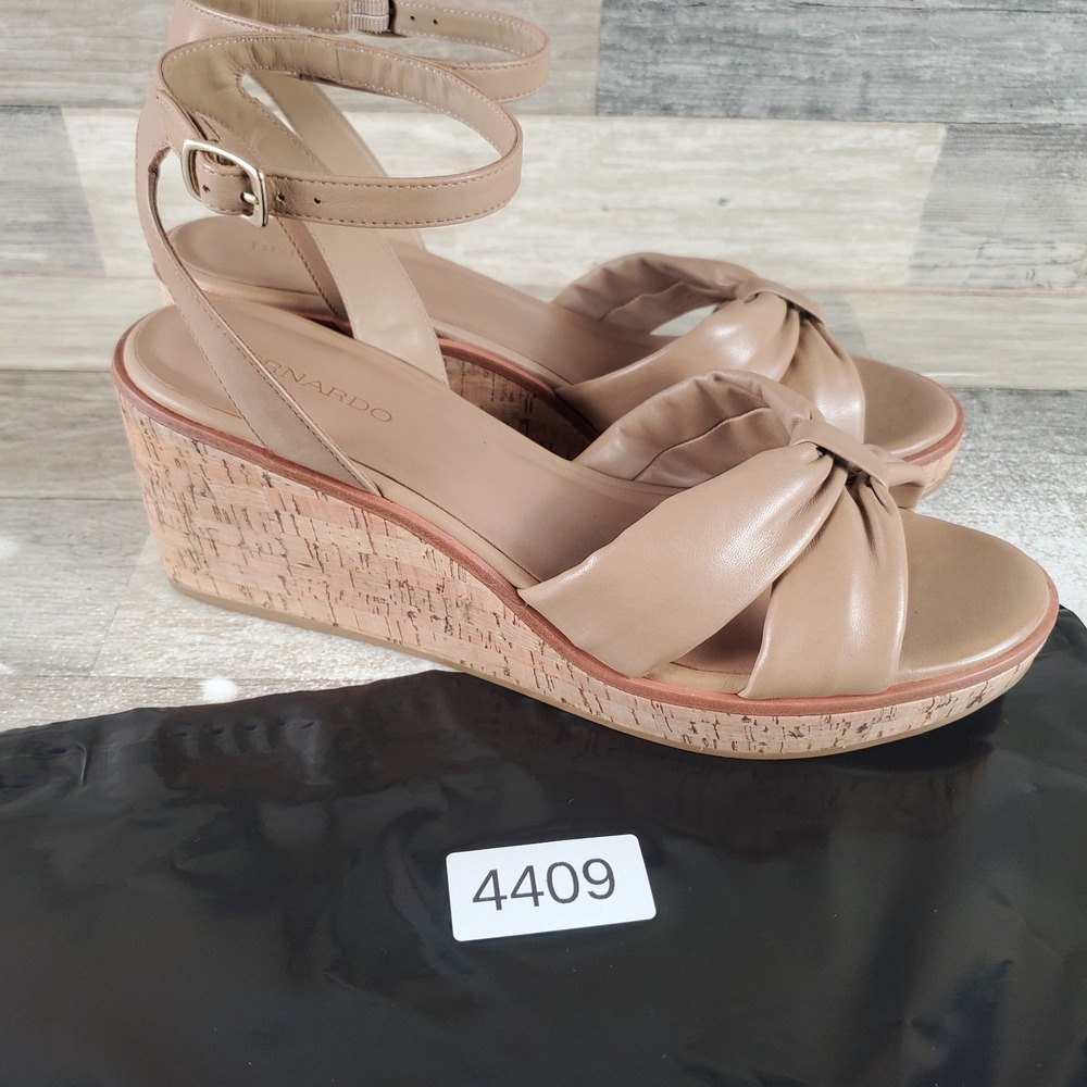 Bernardo Kearny Womens Wedge Sandals Sz 11 M Nude Leather Ankle Strap Open Toe - Picture 10 of 10